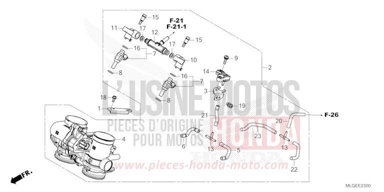 CORPS DE PAPILLON de Africa Twin DCT GRAND PRIX RED (R380B) de 2023